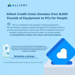 Alliant Credit Union Donates Over 8,000 Pounds of Equipment to PCs for People